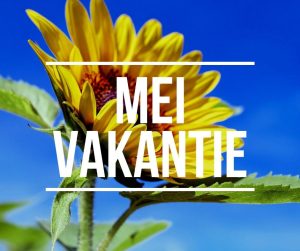 Zonnebloem met tekst mei vakantie